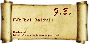 Fábri Baldvin névjegykártya